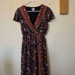Floor length bohemian floral dress